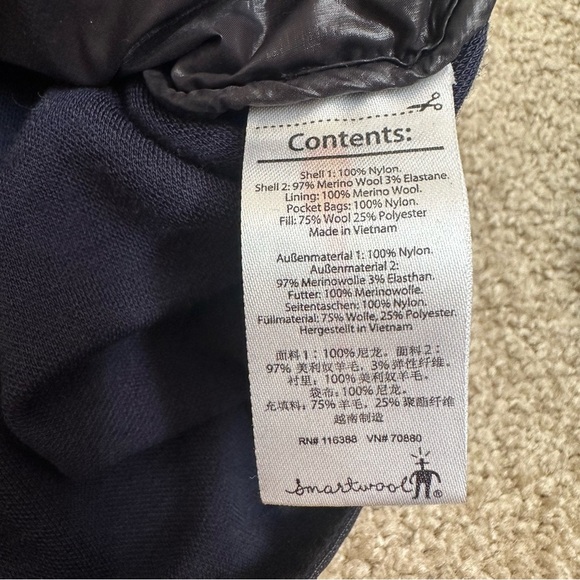 Smartwool PhD Smart Loft Merino Wool Unisex Jacket Medium Navy/Black Zip - Picture 3 of 10